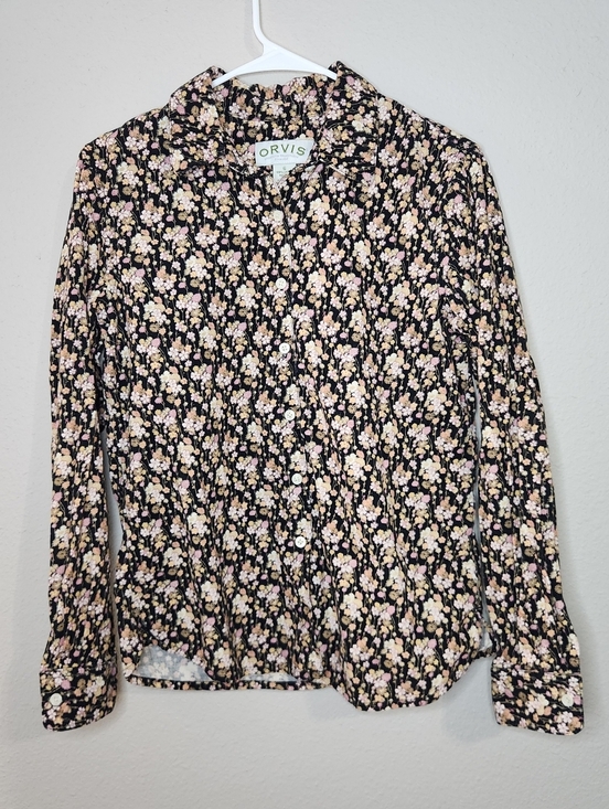 Orvis Tops - Orvis Floral Corduroy Button Down Shirt 100% Cotton Size 6